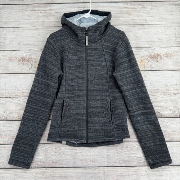 Bench Wool Knit Full Zip Hoodie Sweatshirt Womens Large Dark Gray - Picture 1 of 12